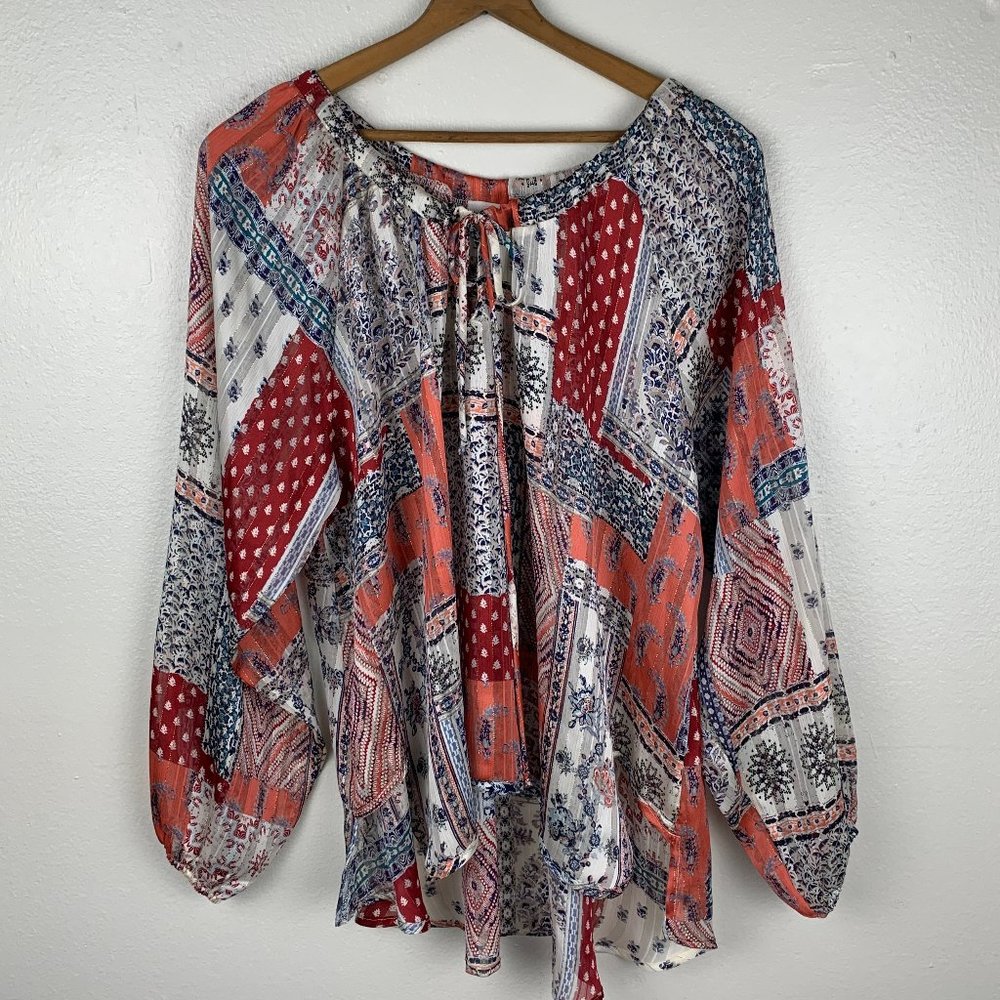 By Together Metallic Sheer Boho Blouse